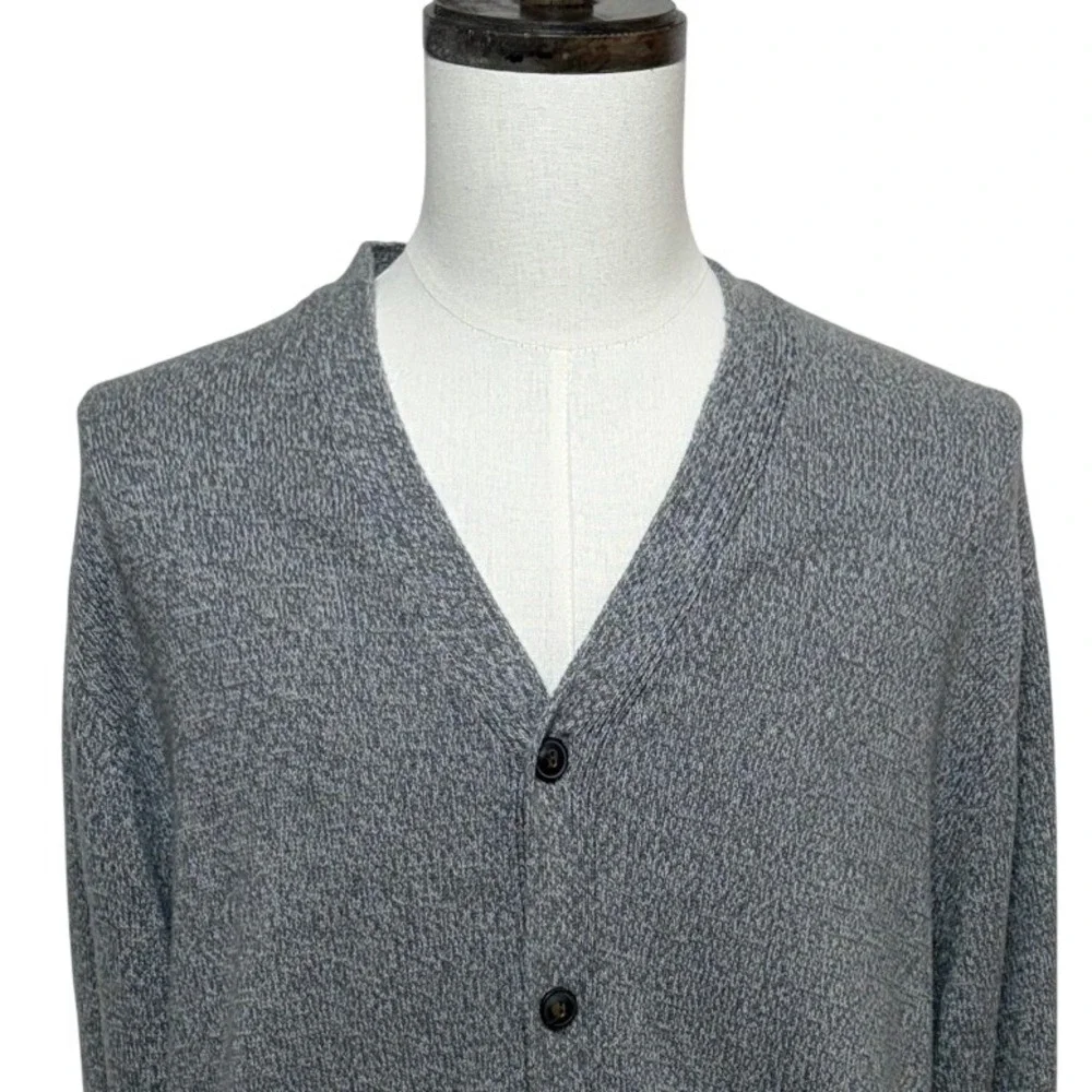 Chaps Cardigan Mens XXL Gray Pebble Twist V-Neck Button Up Pockets Sweater